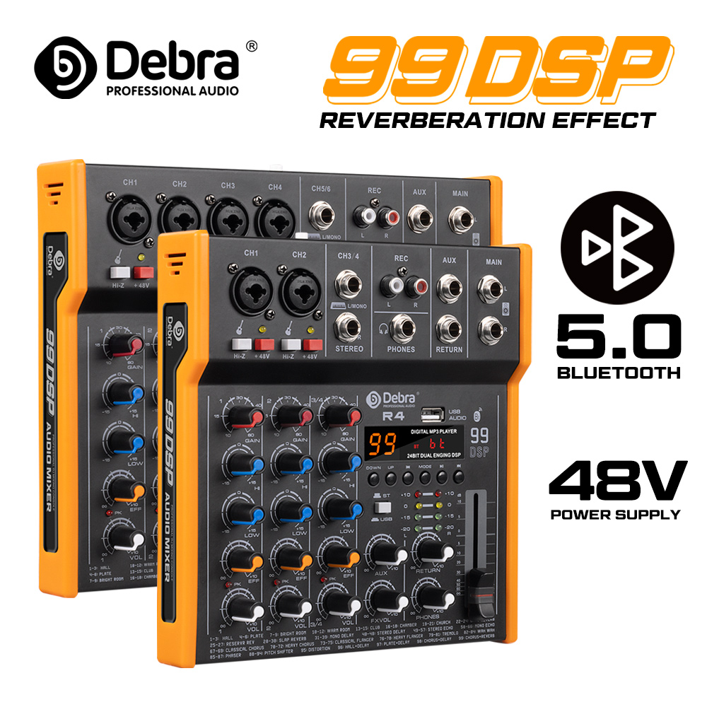Audio Music Mixer - Многофункциональный 6-канальный аудиомикшер Debra R4/R6 с