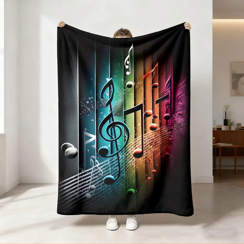 Audio To Music Sheet - Плед с ярким неоновым радужным узором